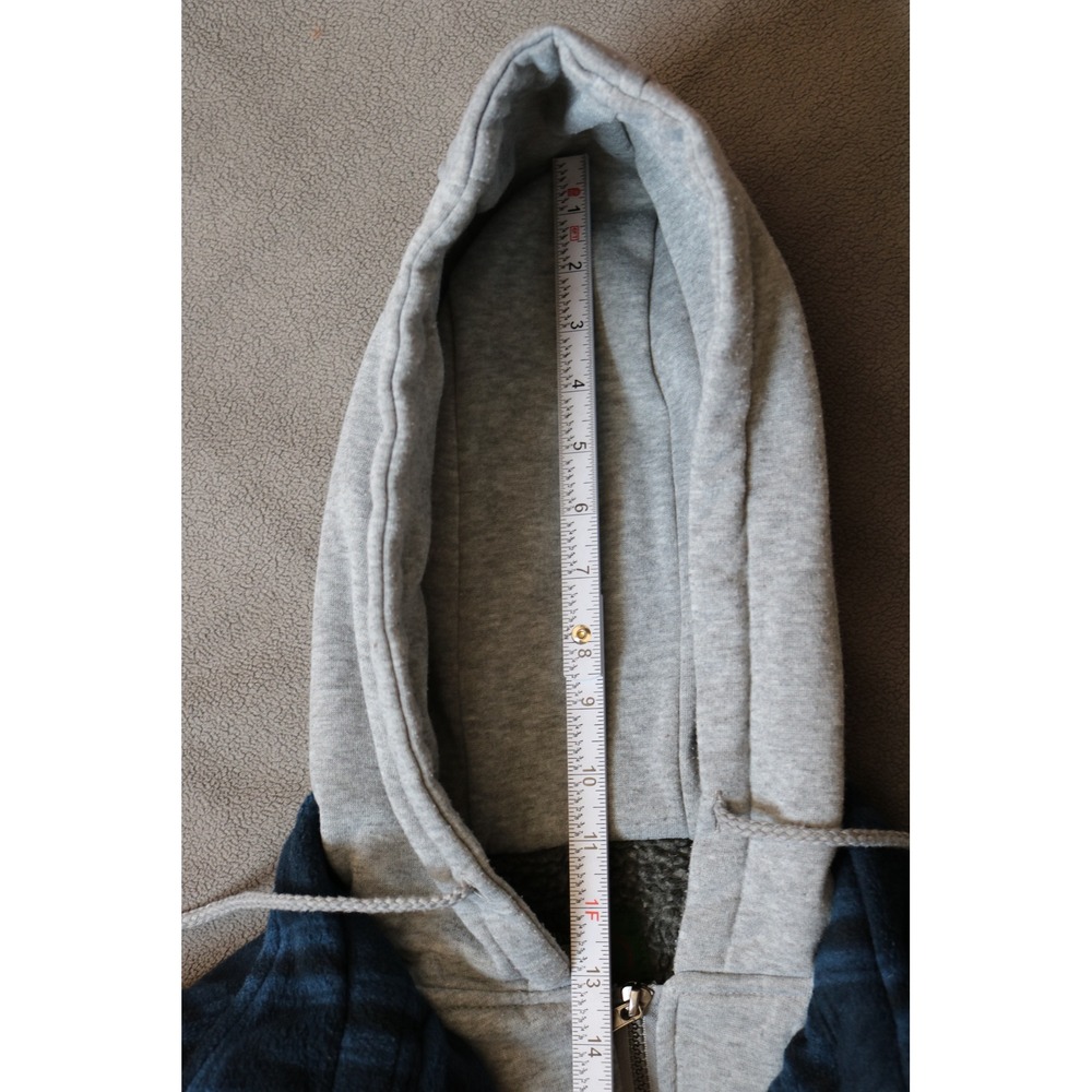 STILLWATER SUPPLY Plaid Jacket Men Large Blue Plaid Hooded Fleece Shacket - Picture 13 of 15